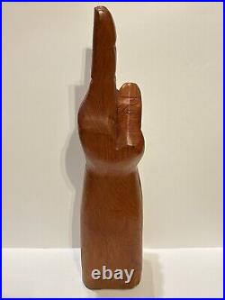 Vtg 1960s Huge 20 Hand Carved Wood Peace Sign 2 Fingers Hippy Icon Sculpture