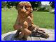 Vtg 1980 Folk Art Wood Whittling Sculpture Man Indian Smoking Pipe NYS Signed