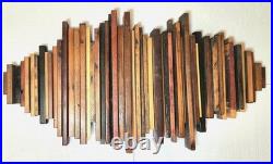 Vtg 36 Eames Jere Mid-Century Mcm Reclaimed Staggered Wood Sound Wave Wall Art