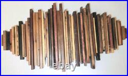 Vtg 36 Eames Jere Mid-Century Mcm Reclaimed Staggered Wood Sound Wave Wall Art