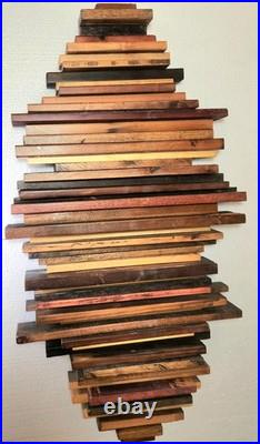 Vtg 36 Eames Jere Mid-Century Mcm Reclaimed Staggered Wood Sound Wave Wall Art