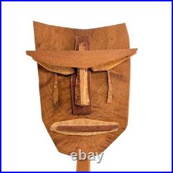 Vtg 90s Studio Craft Abstract Cubist Face Wood Sculpture Signed Hirsch Brothers