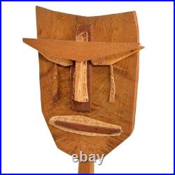 Vtg 90s Studio Craft Abstract Cubist Face Wood Sculpture Signed Hirsch Brothers