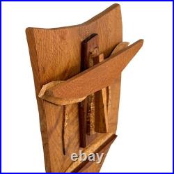 Vtg 90s Studio Craft Abstract Cubist Face Wood Sculpture Signed Hirsch Brothers