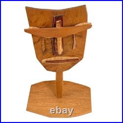 Vtg 90s Studio Craft Abstract Cubist Face Wood Sculpture Signed Hirsch Brothers
