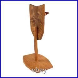 Vtg 90s Studio Craft Abstract Cubist Face Wood Sculpture Signed Hirsch Brothers