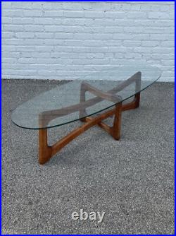 Vtg Adrian Pearsall Ribbon Coffee Table Glass Top Sculptural Walnut Dog Bone MCM