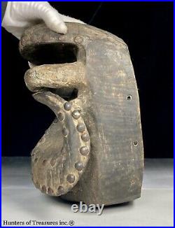 Vtg African Tribal Carving Wood DAN BETE GUERE Studed Mask Ivory Coast Africa
