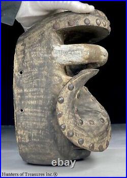 Vtg African Tribal Carving Wood DAN BETE GUERE Studed Mask Ivory Coast Africa