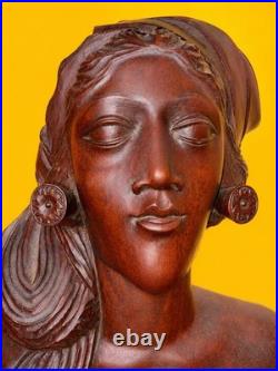 Vtg Bali Hand Carved Wood Woman Bust Nude Statue Large Indonesian Sculpture