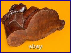 Vtg Bali Hand Carved Wood Woman Bust Nude Statue Large Indonesian Sculpture