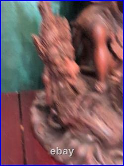 Vtg Balinese Carved Wood Sculpture Vishnu Riding Garuda Njana Tilem 18 Engraved
