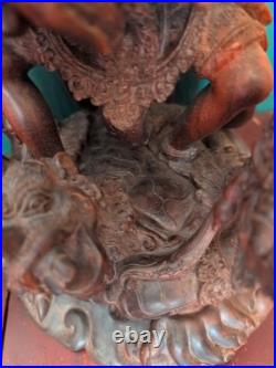 Vtg Balinese Carved Wood Sculpture Vishnu Riding Garuda Njana Tilem 18 Engraved