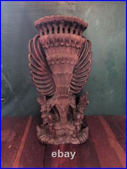 Vtg Balinese Carved Wood Sculpture Vishnu Riding Garuda Njana Tilem 18 Engraved