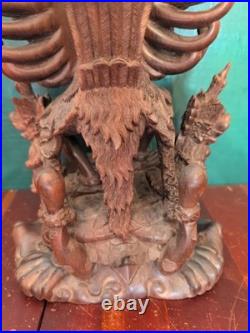 Vtg Balinese Carved Wood Sculpture Vishnu Riding Garuda Njana Tilem 18 Engraved