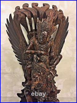 Vtg Balinese Carved Wood Sculpture Vishnu Riding Garuda Njana Tilem Gallery Bali