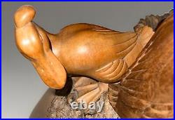 Vtg Balinese Master Artist K. Widia Hand Carved Wood & Tree Root Sculpture Ducks