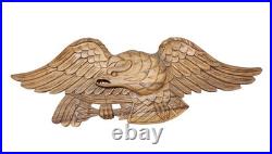 Vtg Bellamy-Style Hand-Carved Wooden Eagle Wall Plaque 31 Americana Folk Art