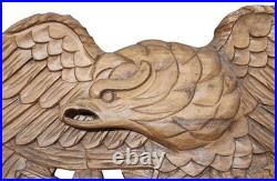 Vtg Bellamy-Style Hand-Carved Wooden Eagle Wall Plaque 31 Americana Folk Art