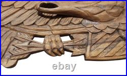 Vtg Bellamy-Style Hand-Carved Wooden Eagle Wall Plaque 31 Americana Folk Art
