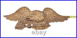 Vtg Bellamy-Style Hand-Carved Wooden Eagle Wall Plaque 31 Americana Folk Art