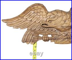 Vtg Bellamy-Style Hand-Carved Wooden Eagle Wall Plaque 31 Americana Folk Art
