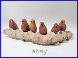 Vtg Ben Ortega New Mexico Folk Art Santos Wood Carving 6 Birds on Branch 16