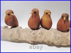 Vtg Ben Ortega New Mexico Folk Art Santos Wood Carving 6 Birds on Branch 16