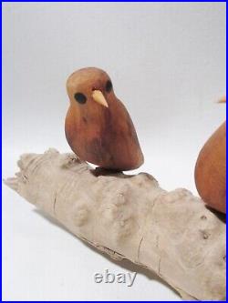 Vtg Ben Ortega New Mexico Folk Art Santos Wood Carving 6 Birds on Branch 16