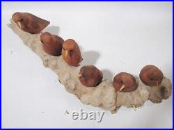 Vtg Ben Ortega New Mexico Folk Art Santos Wood Carving 6 Birds on Branch 16