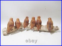 Vtg Ben Ortega New Mexico Folk Art Santos Wood Carving 6 Birds on Branch 16