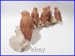 Vtg Ben Ortega New Mexico Folk Art Santos Wood Carving 6 Birds on Branch 16