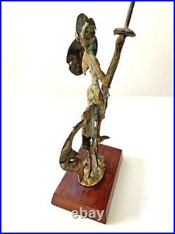 Vtg Bill Lett Copper Wood Bronze Brass Metal Sculpture Don Quixote Knight Art