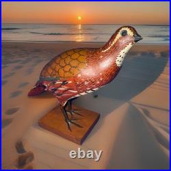 Vtg Carl Forslund Handcarved Wooden Quail Sculpture! Gorgeous! 7 Tall