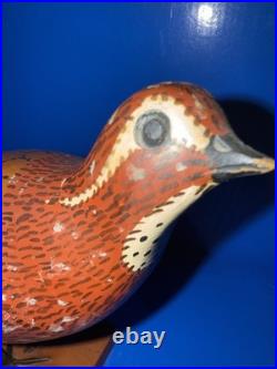 Vtg Carl Forslund Handcarved Wooden Quail Sculpture! Gorgeous! 7 Tall