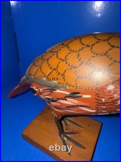 Vtg Carl Forslund Handcarved Wooden Quail Sculpture! Gorgeous! 7 Tall