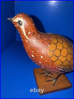 Vtg Carl Forslund Handcarved Wooden Quail Sculpture! Gorgeous! 7 Tall