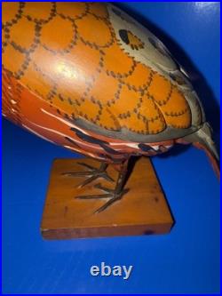 Vtg Carl Forslund Handcarved Wooden Quail Sculpture! Gorgeous! 7 Tall