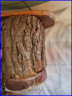 Vtg Carved Wood Face Old Man Tree Trunk Spirit Wall Folk Art Signed Hagans 2007