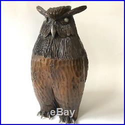 Vtg Carved Wood Owl Sarreid LTD Spain Art Sculpture Statue 14 1980s
