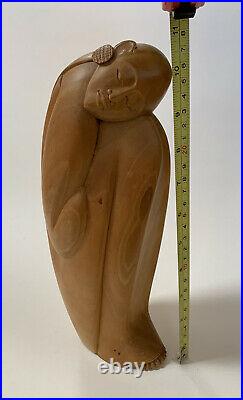Vtg Carved Wood Sculpture Carving Woman Statue Ethnic Native American Figural