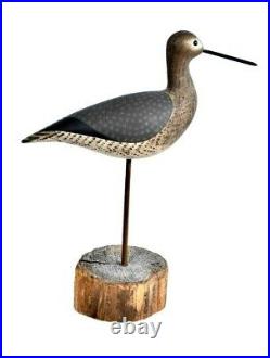 Vtg Carved Wood Shore Bird Decoy Sulpture Paint Signed Art TECHLOW III Folk 13