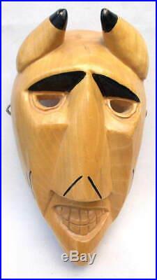 Vtg Cherokee Indian Woodland Buffalo Booger Mask Wood Carving Native American