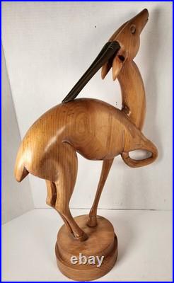 Vtg Dolbi Cashier Style Hand Wood Carved Brass Gazelle Art Deco Sculpture Statue