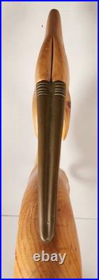 Vtg Dolbi Cashier Style Hand Wood Carved Brass Gazelle Art Deco Sculpture Statue