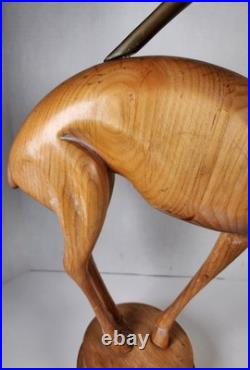 Vtg Dolbi Cashier Style Hand Wood Carved Brass Gazelle Art Deco Sculpture Statue
