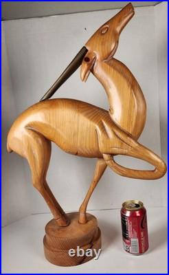 Vtg Dolbi Cashier Style Hand Wood Carved Brass Gazelle Art Deco Sculpture Statue