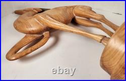Vtg Dolbi Cashier Style Hand Wood Carved Brass Gazelle Art Deco Sculpture Statue