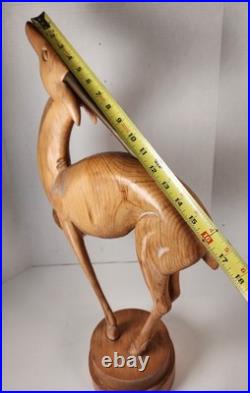 Vtg Dolbi Cashier Style Hand Wood Carved Brass Gazelle Art Deco Sculpture Statue