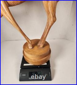 Vtg Dolbi Cashier Style Hand Wood Carved Brass Gazelle Art Deco Sculpture Statue